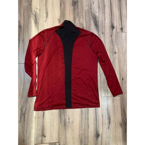 Real Legends Men’s M Maroon Black Long Sleeve Shirt Ultra Comfort 1/4 Zip - Picture 4 of 5